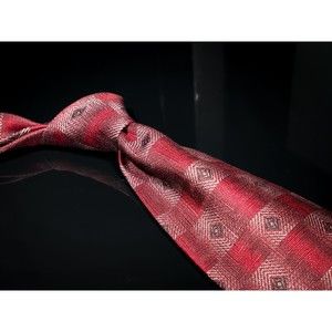 Hunter & Lords Red White Geometric 100% Silk Mens Designer Tie